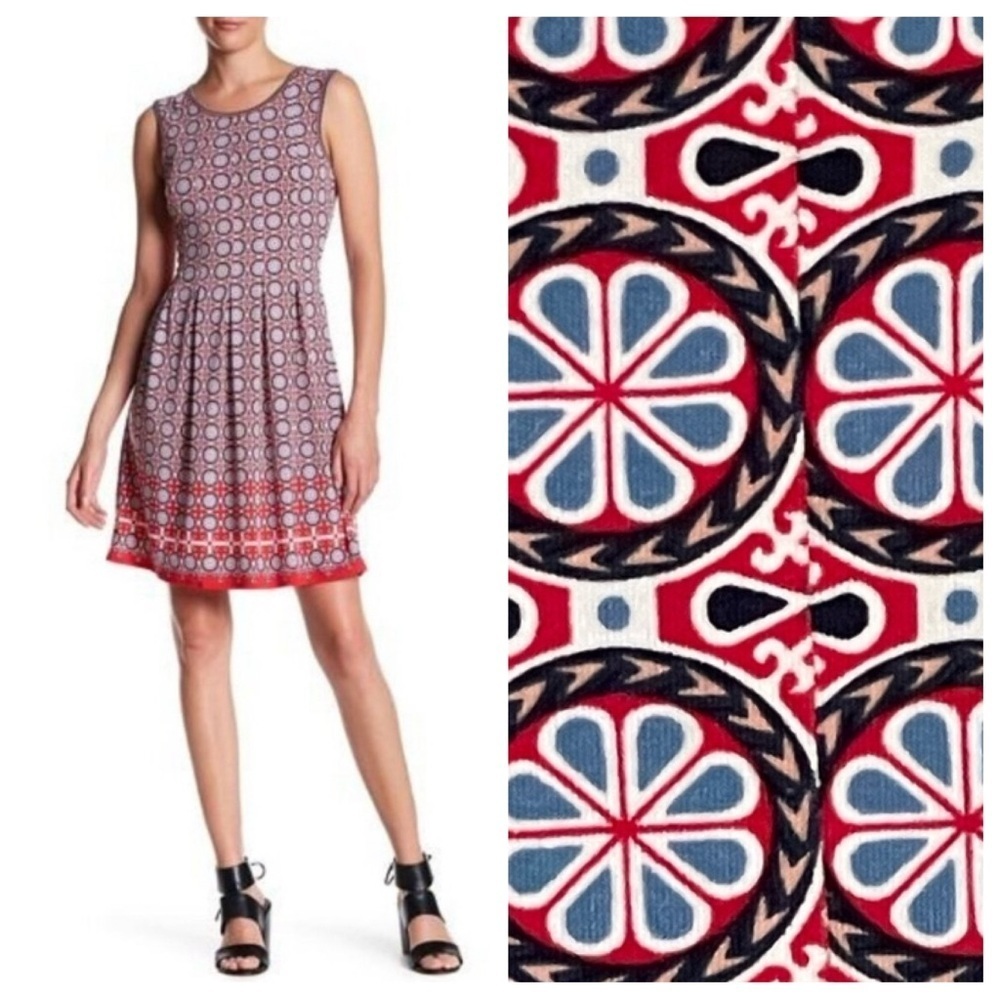 Max Studio Multicolor Sleeveless Floral Geometric Print Mini Dress 47602